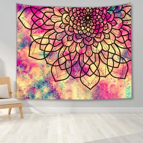 

tapestries mandala religious boho tapestry colored printed decor wall carpet bohemia beach blanket plus size