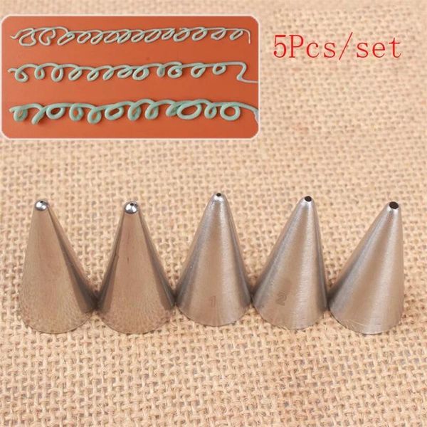 

5pcs stainless steel icing piping nozzles set writing cake decorating tools cream pastry tips for kitchen baking &