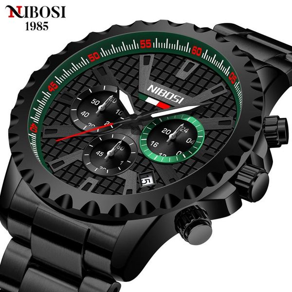 

wristwatches nibosi quartz wristwatch luminous men's watches gold blue sport casual 30atm waterproof luxury watch for men relogio mascu, Slivery;brown