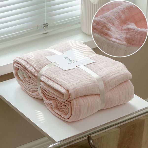 

blankets summer breathable gauze towel blanket soft cotton skin-friendly nap cover muslin quilt for adults children