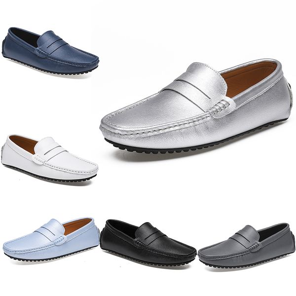

2021 leather doudou men's casual driving shoes soft sole fashion black navy white blue silver yellow grey footwear all-match lazy cross