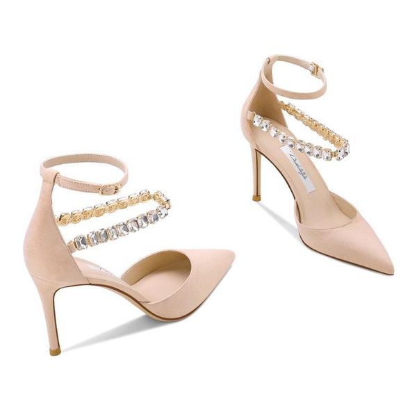 

sandals summer pointed stiletto high heel hollow rhinestone bridal wedding shoes work party dress wild large size female, Black