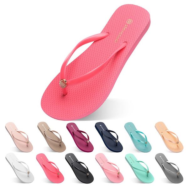 

fifty one slippers beach shoes flip flops womens green yellow orange navy bule white pink brown summer sport sneaker size 35-38, Black