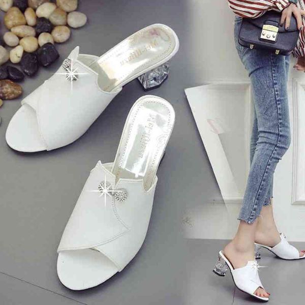 

cool girl slippers high heel summer coarse sandals fashion, Black