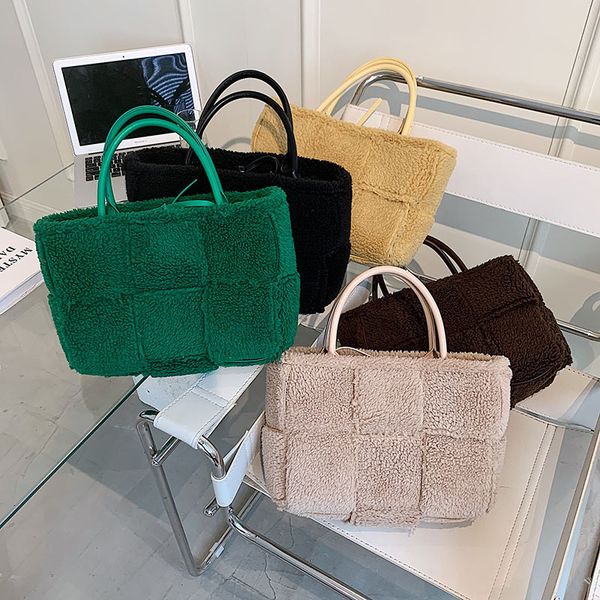 

tide minibags lamb wool woven bag plush women's tote bag plush handbag