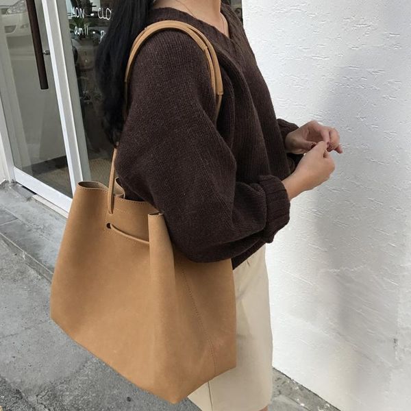 

evening bags ladies one shoulder messenger bag large capacity handbag purse casual matte leather bucket women's designer luxurypu