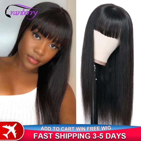 

hair bulks 30inch long straight human with bangs peruvian for women cranberry full machine, Black