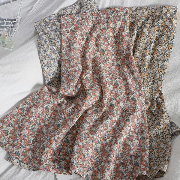 

summer casual printed midi beach skirt women's spring korean chiffon vintage sweet floral fashion a-line mid-calf s 210420, Black
