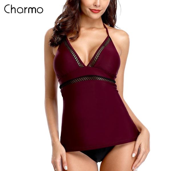 

one-piece suits charmo swimsuit women v neck bandaged swimwear retro solid color bikini vintage bathing suit rushed dress