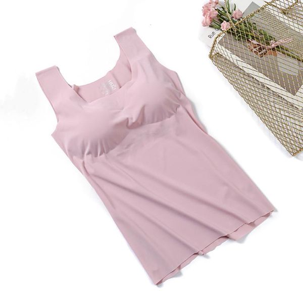 

camisoles & tanks 2021 japanese style long women's vest nylon crop seamless wire bralette wide-shoulder sleep cami with chest pad, Black;white