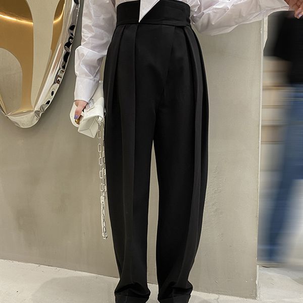 

pants three colors women trousers high waist casual long pants, Black;white