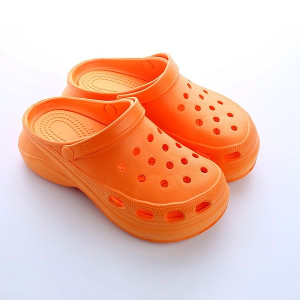

newly women summer thick-soled hole shoes ladies height increase shoe black white orange pink beach classic sandals slippers 33-38