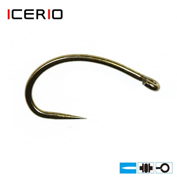 

fishing hooks icerio 100pcs tying hook nymph bug shrimp pupae larvae caddis scud flies cezch fish #12 non-barb