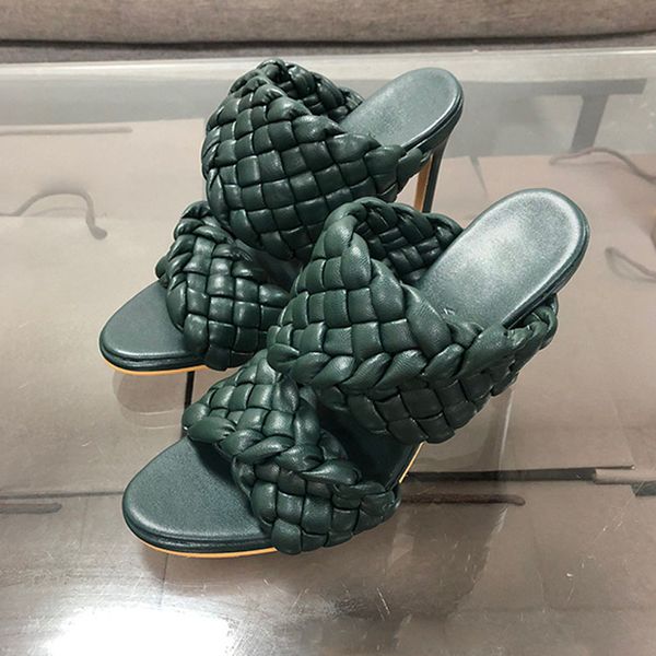 

2022 designer women slippers leather flat slides non-slip wear-resistant sandal lady high heels size 9.5cm 35-42 with box designershoes88, Black
