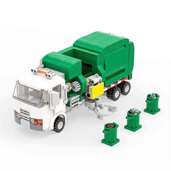 

city white garbage classification truck car 100 cards building blocks sets brinquedos playmobil educational toys children g1204