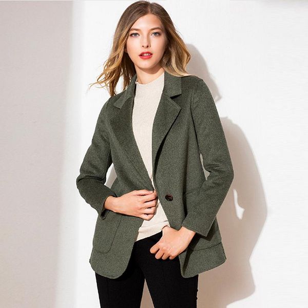 

women's suits & blazers women suit 100% wool fabric simple design long sleeve single button solid elegant fashion 2021, White;black