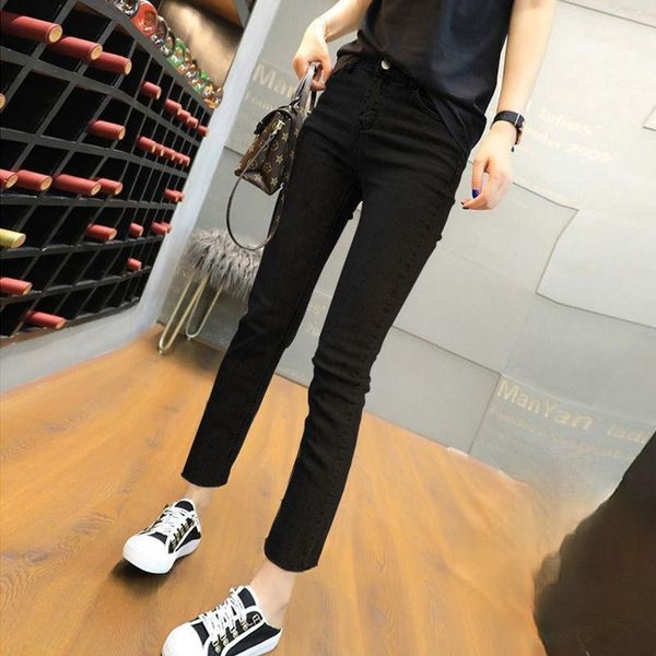 

women's jeans women 2021 spring autumn fashion loose straight female high waist holes trousers ladies solid color denim pants p59, Blue
