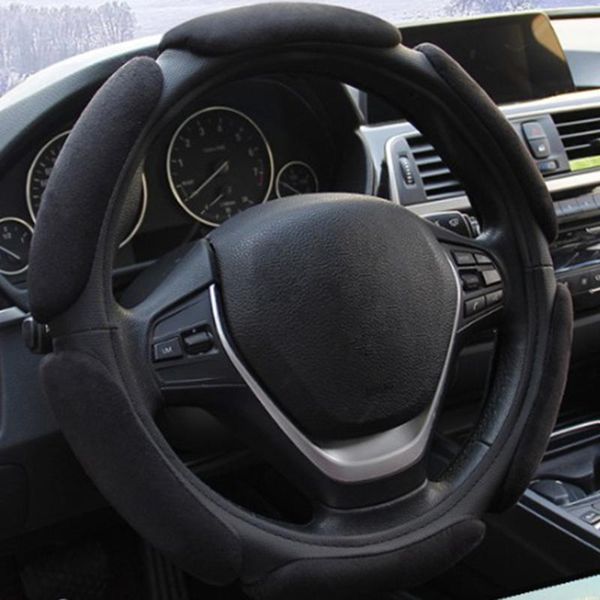 

steering wheel covers 38mm suede fabric car cover anti-slip sleeve protector (black)
