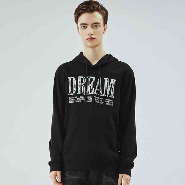 

the same men's sweater in the mall is a new fashion letter embroidered hoodie in spring, Black