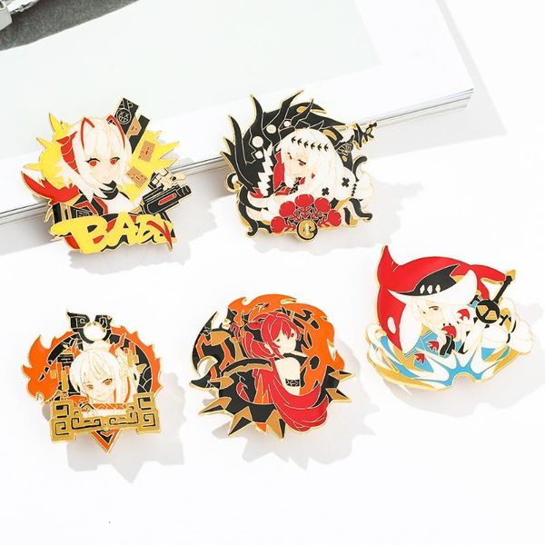 

pins, brooches game arknights brooch amiya exusiai pramanix silverash cartoon enamel pin cosplay badge accessories for clothes fans kid gift, Gray
