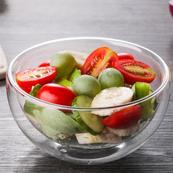 

japanese double layer heat resistant glass salad baking bowl microwave tableware large ice cream fruit yogurt dinnerware bowls