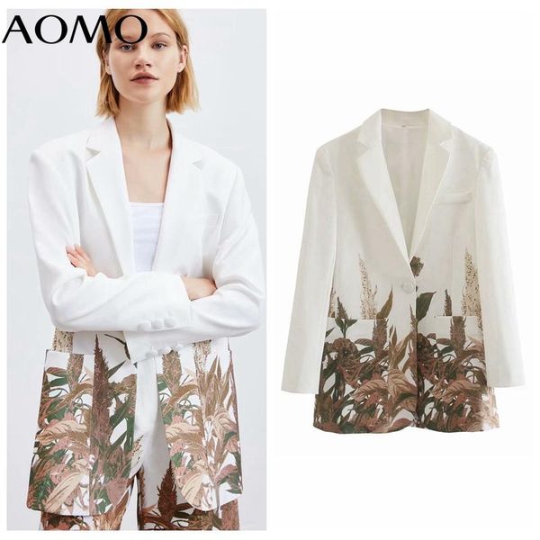 

women's suits & blazers aomo women tree print blazer long sleeve 2021 autumn winter ladies casual 4m85a, White;black