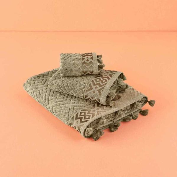 

100% cotton mosaic towel set / 1 bath + face 2 hand towels made in turkey