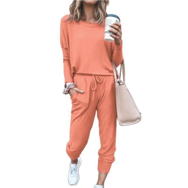 

spring autumn tracksuit two womens tracksuits loose piece set comfortable simple style solid color long sleeve casual suit, Gray