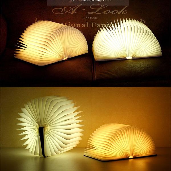 

book lights wooden lamp portable usb rechargeable led magnetic 3 color dimmable foldable night light desk home decor