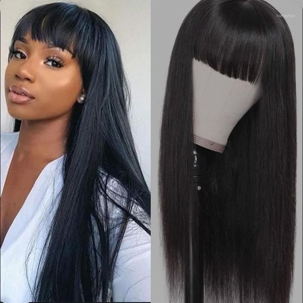 

staright lace front human hair wigs pre plucked remy with bangs1, Black;brown