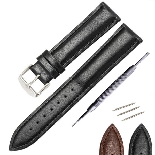 

watch bands genuine leather watchband men's women band strap black brown replacement 141618 20 mm watches accessories