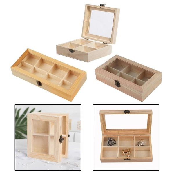 

storage bottles & jars coffee box organizer wooden tea with 4/6/8-compartment and glass window display case bag chest
