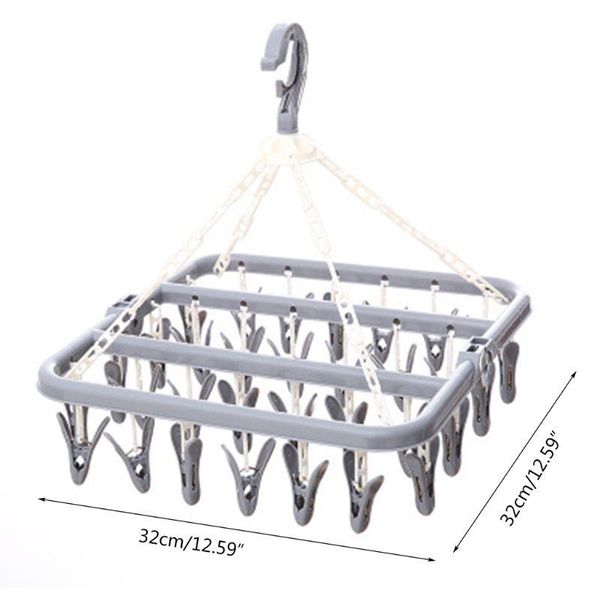 

foldable 32 peg windproof clothes hanger dryer washing line airer socks u2jc hangers & racks