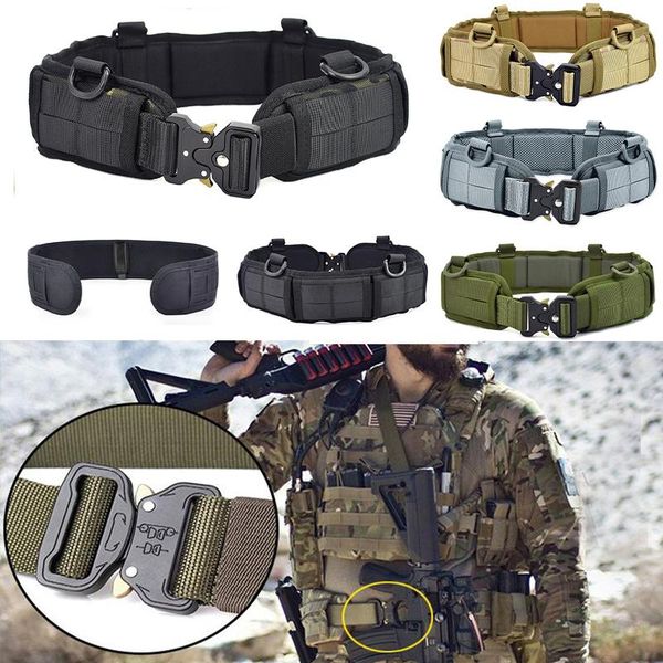 

outdoor tmc laser cutting molle military tactical battle belt army combat hunting training soft padded waistband set waist suppo support, Black;gray