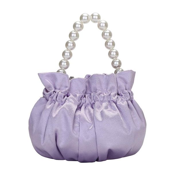 

luxury pearl design crossbody bag mini drawstring bucket pleated message bags women fashion shoulder handbags female pouch cross body