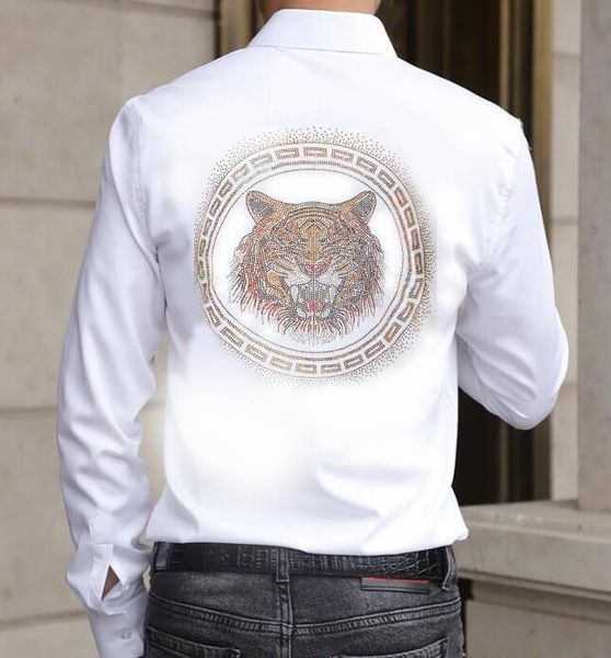 

men's casual shirts rhinestone design shirt men lightweight summer, White;black