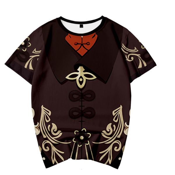 

men's t-shirts genshin impact hu tao cosplay t-shirt kawaii print men women streetwear pattern o-neck t shirt harajuku casual cool leis, White;black