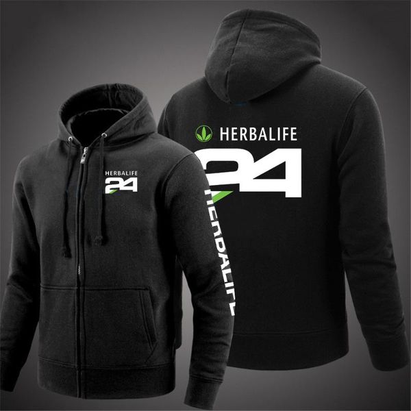 

men's hoodies & sweatshirts herbalife 24 logo autumn fashion men zipper hoodie printed casual pocket zip up long sleeve man jacket coat, Black