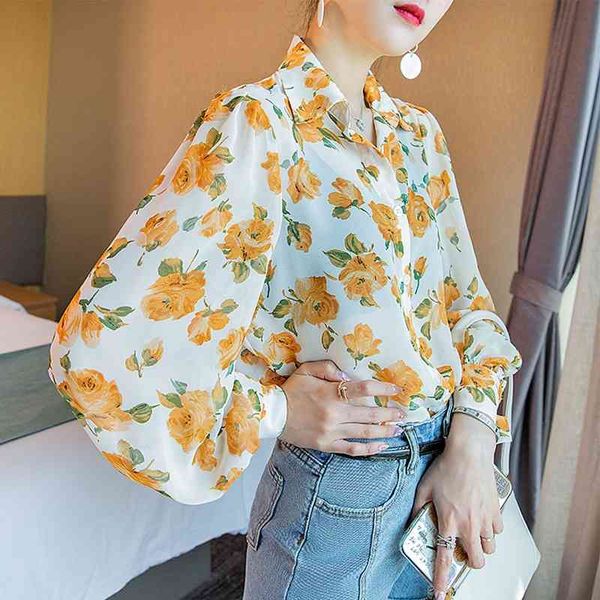 

blouses arrival female fashion summer chiffon printing shirt lady wild temperament comfortable thin shirts, White