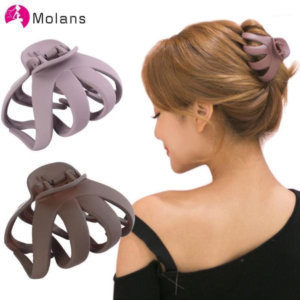 

molans 2021 solid color hair for women simple rubber hairpins horsetail bundle clips crab accessories1