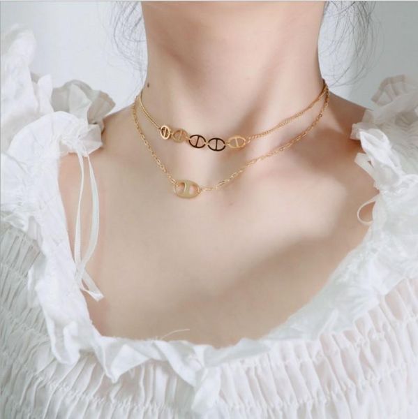 

chokers women letter choker pendant c and d dangle necklace jewelry, Golden;silver