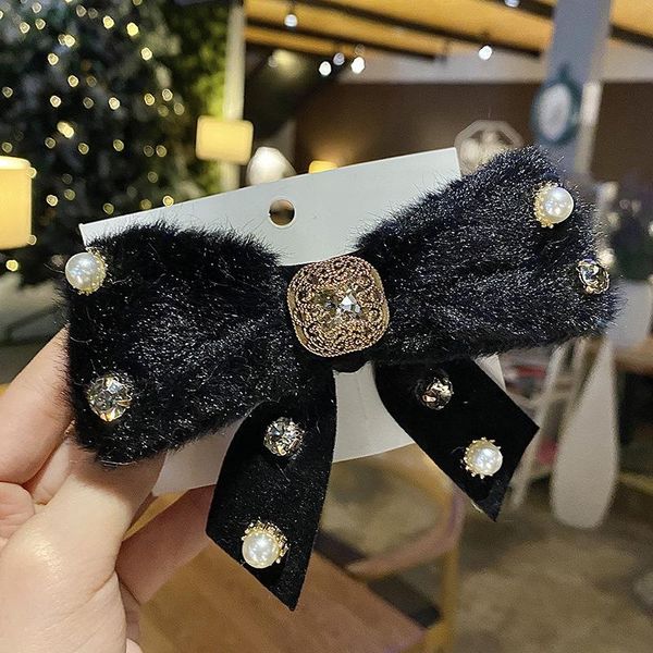 

hair accessories retro fabric velvet bow snap clips hairpins pearl crystal rhinestone hairgrips barrettes headpiece girls