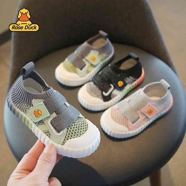 

les little yellow duck casual boys' 2021 new spring summer hollow breathable mesh small and medium children's board shoes, Black
