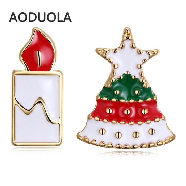 

stud gold color earring cute christmas candle and tree shape earrings christams for women ear fashion jewelry gift, Golden;silver