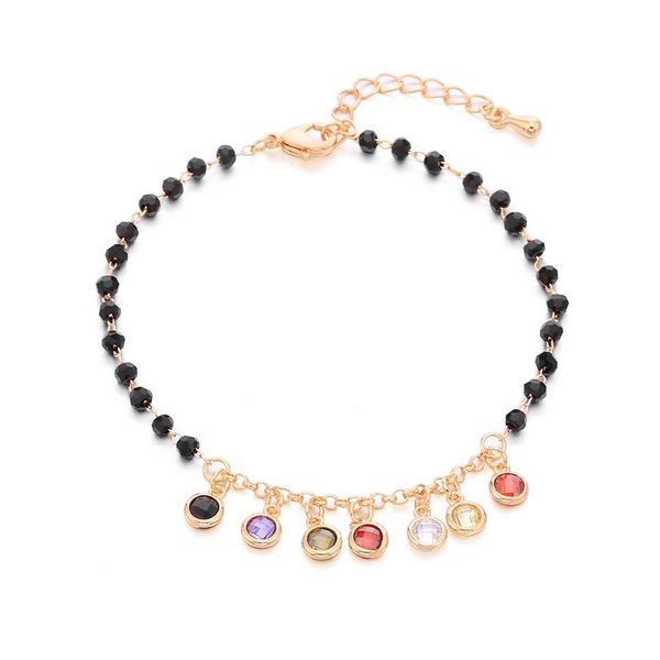 

charm bracelets colorfully pendant black beads bracelet for women stainless steel adjustable charms bangle trendy female jewelry 2021, Golden;silver
