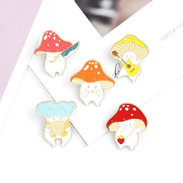 

pins, brooches children jewelry cartoon mushroom enemal lapel pin shirt bag aircraft badge mini gift, Gray