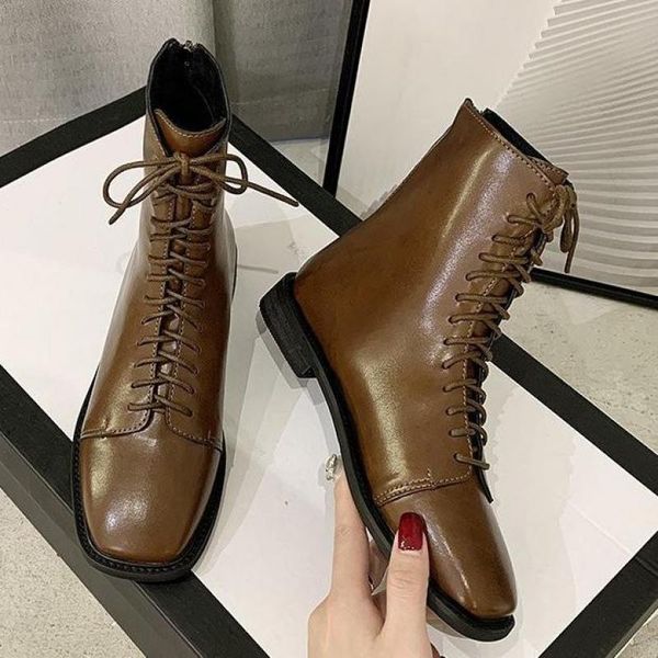 

boots ins women ankle leather 22.5-25cm europe and america motorcycle spring autumn fashion, Black