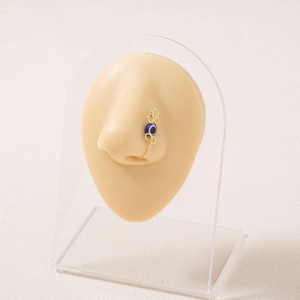 

new non perforation false ring nail style clip puncture blue devil eye nose jewelry, Silver