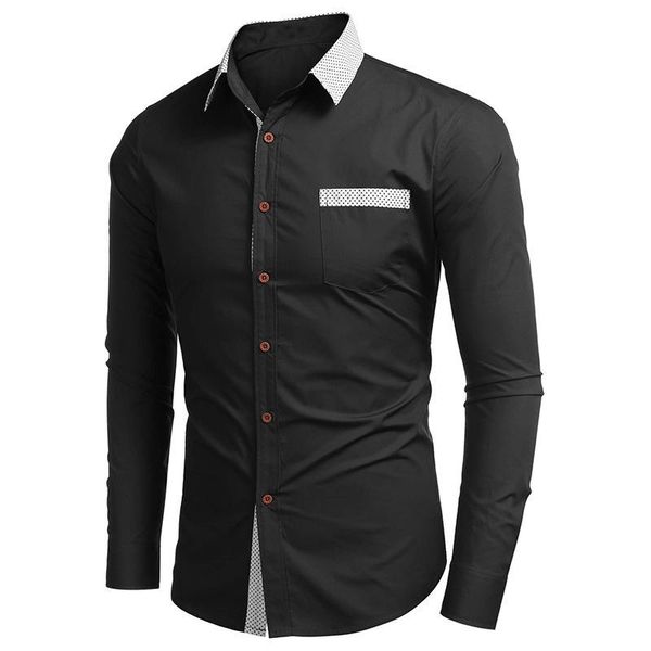 

men's dress shirts shirt long sleeve 2021 autumn winter, White;black