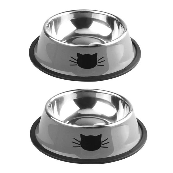 

cat bowls & feeders 2pcs pet bowl removable stainless steel cage dish water feeder